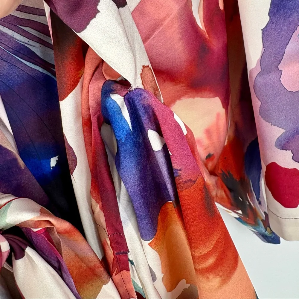 SOMA SATIN Watercolor Kimono Short Robe